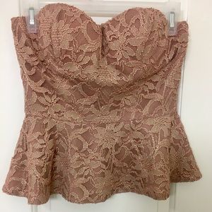 Gold lace sweetheart style tube top